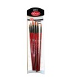 Set of 6 Synthetic Round Detail Paintbrushes with Pointed Tips, Lacquered Wooden Handles, VIVA DECOR