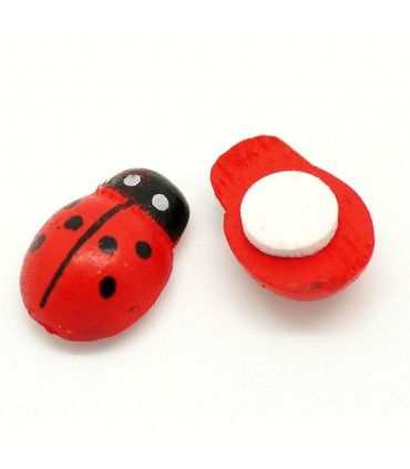 Self-adhesive wooden ladybugs